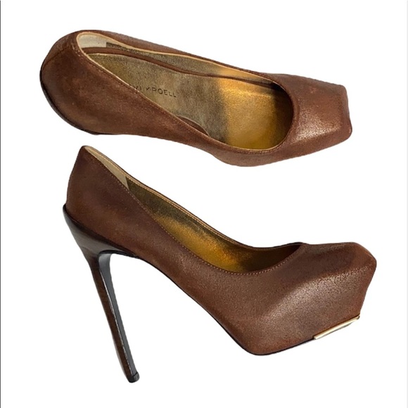 Devi Kroell Brown Square Toe Pumps Size 35.5 - Picture 2 of 9